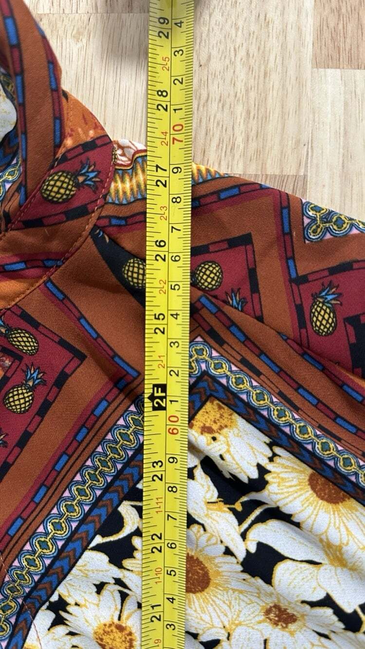 Rose and Olive Button Down Shirt Womens M Patchwork Butterfly Floral Boho - Picture 6 of 6